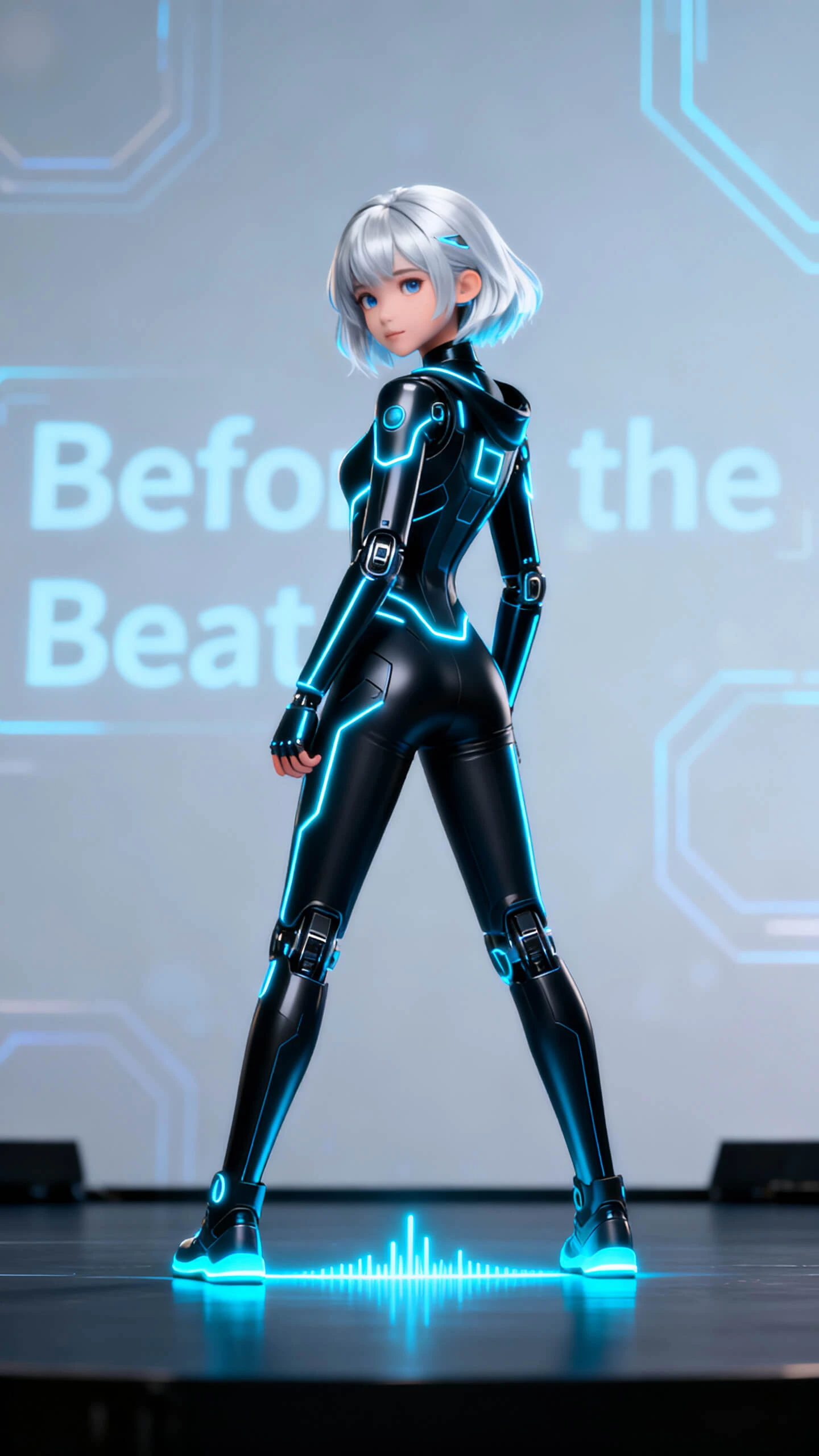ai 소녀 댄스 시작 자세