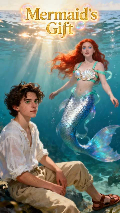 Illustrazione fantasy di una sirena subacquea