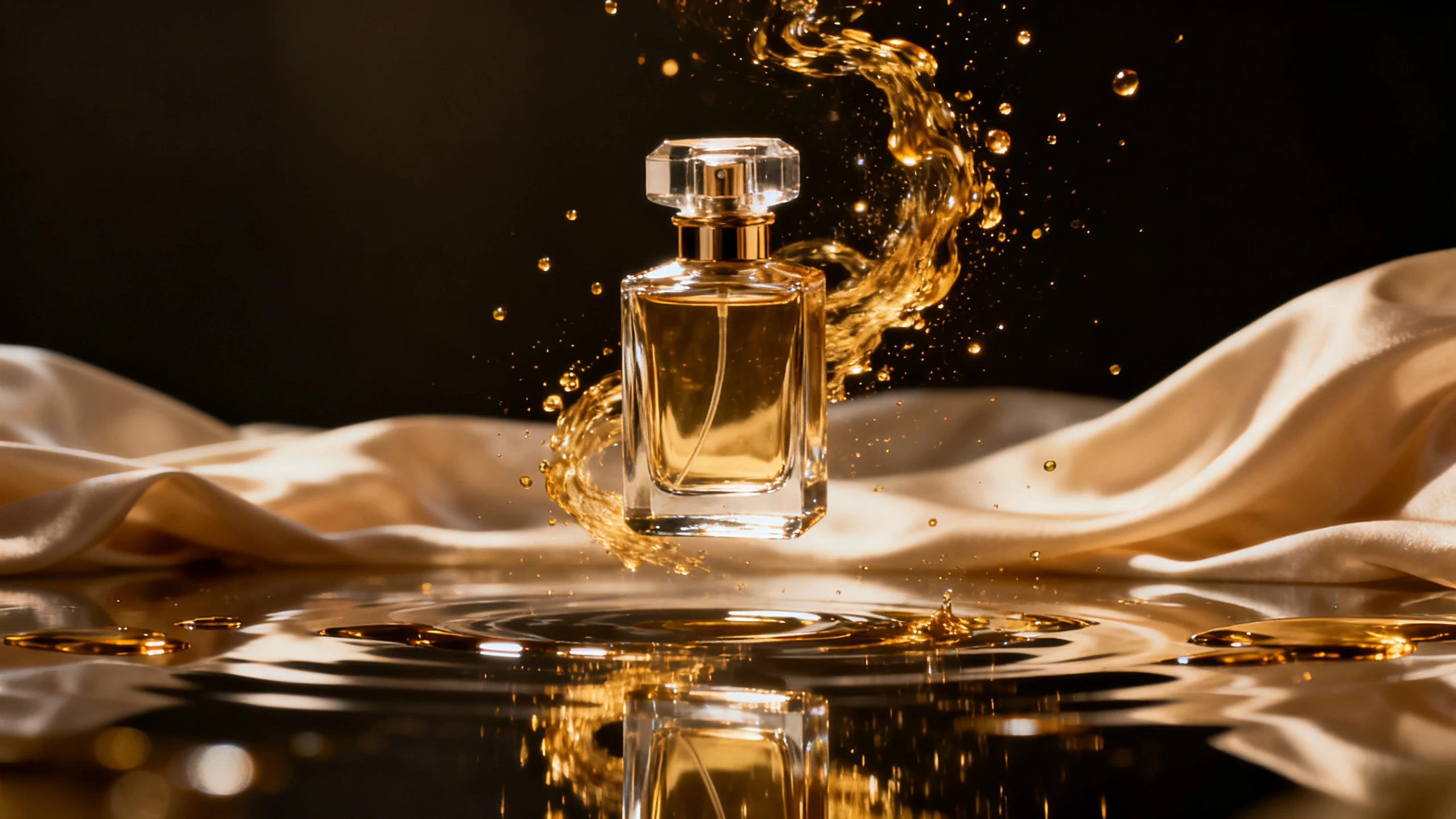 AI product photo to video transforming a perfume image into a cinematic luxury advertisement