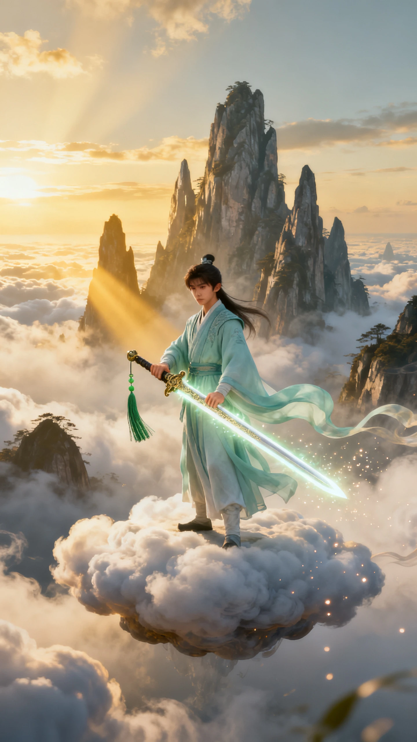 AI-generated 3D Xianxia video scene