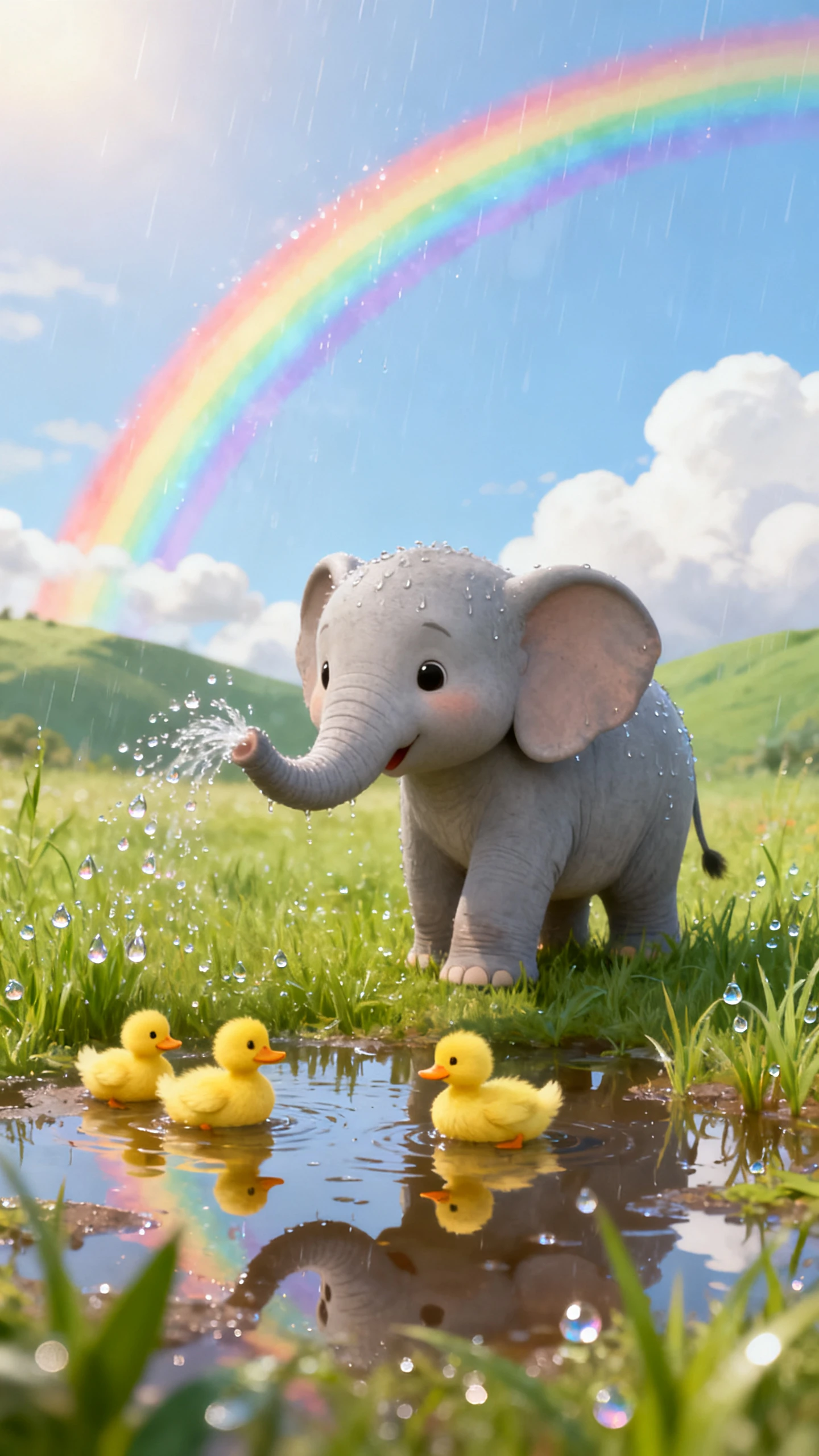 Children's book characters and animated story scenes