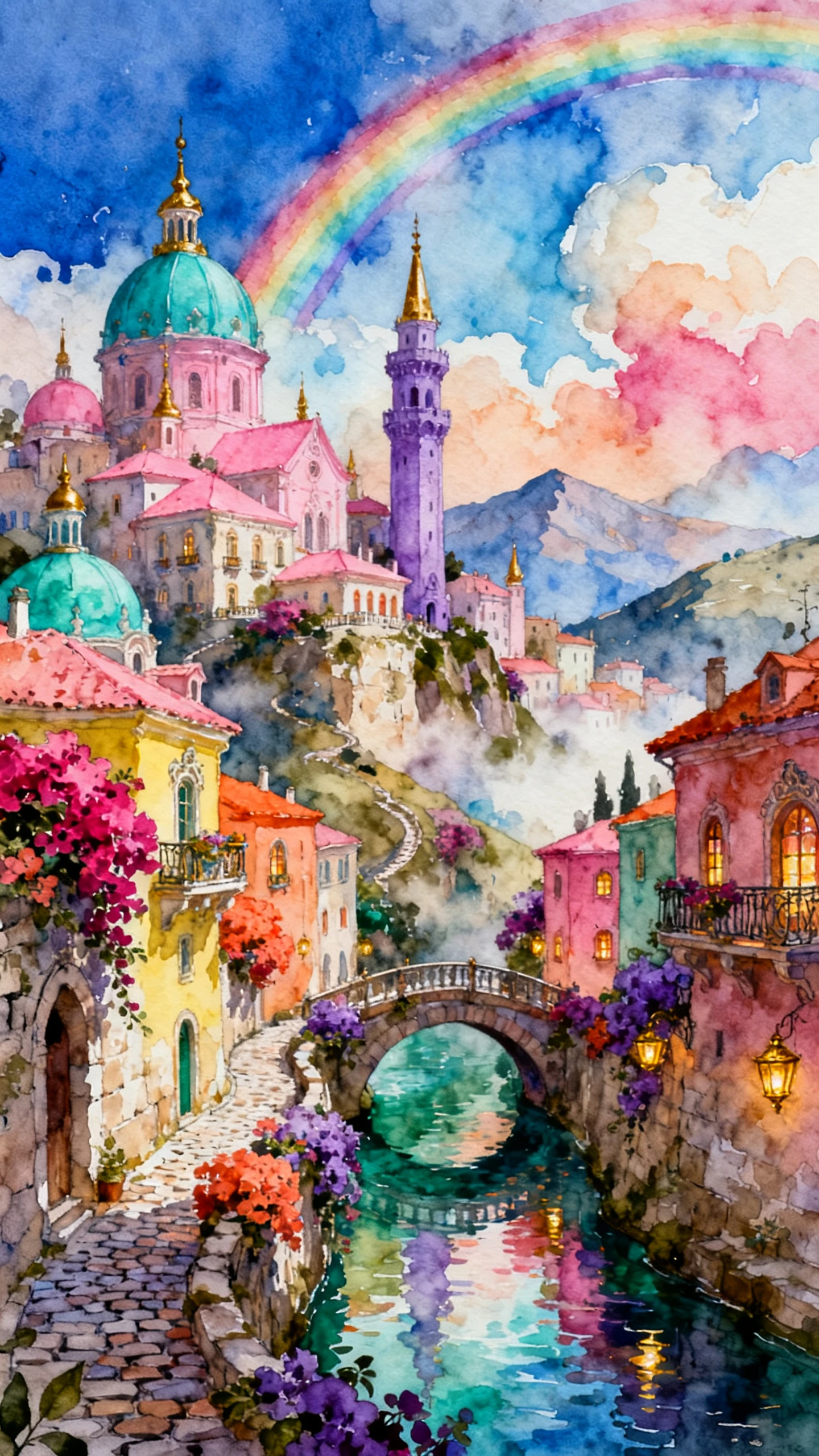 Painted scenes for a watercolor video
