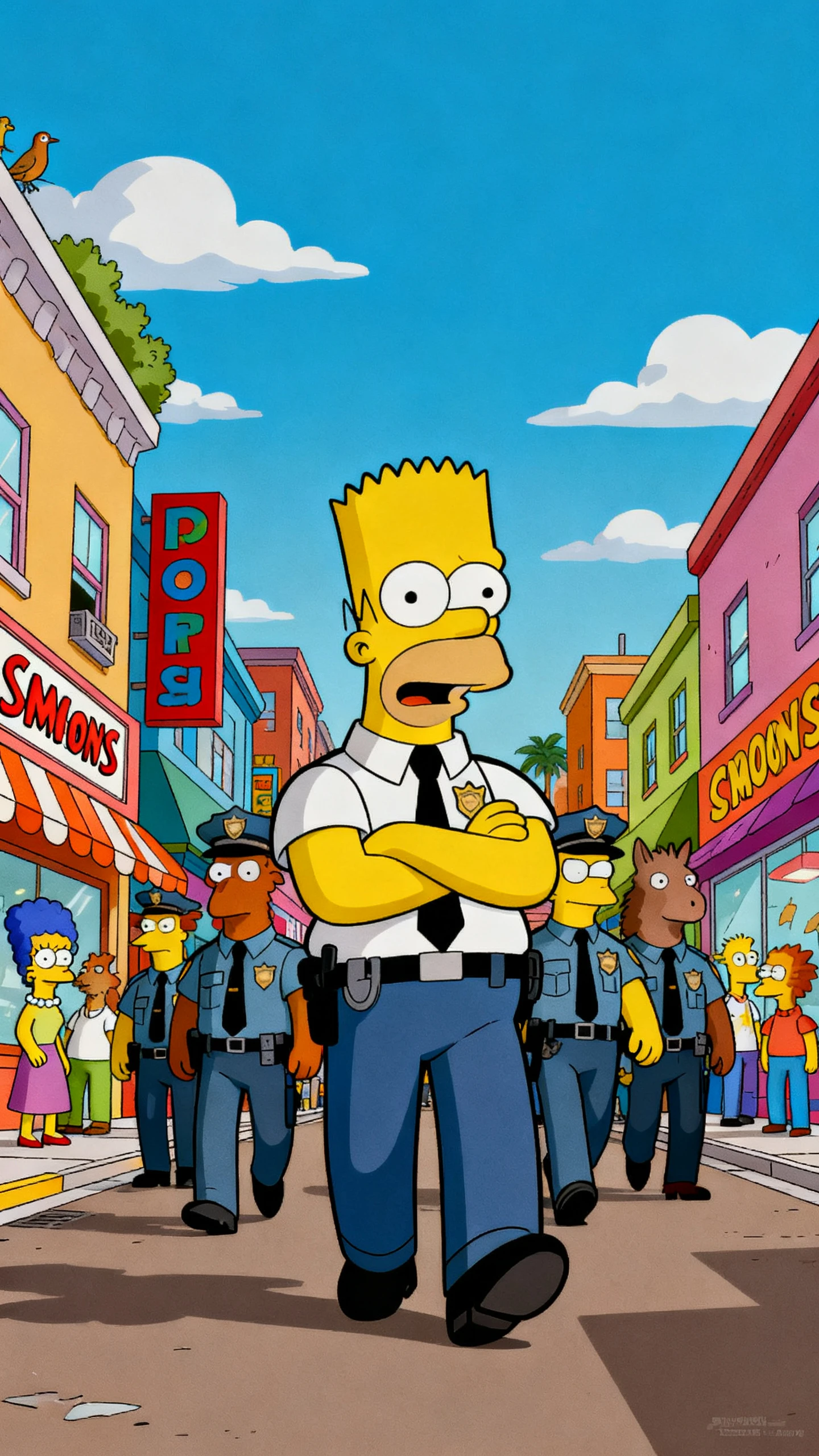 AI-generated Simpsons-style cartoon scene