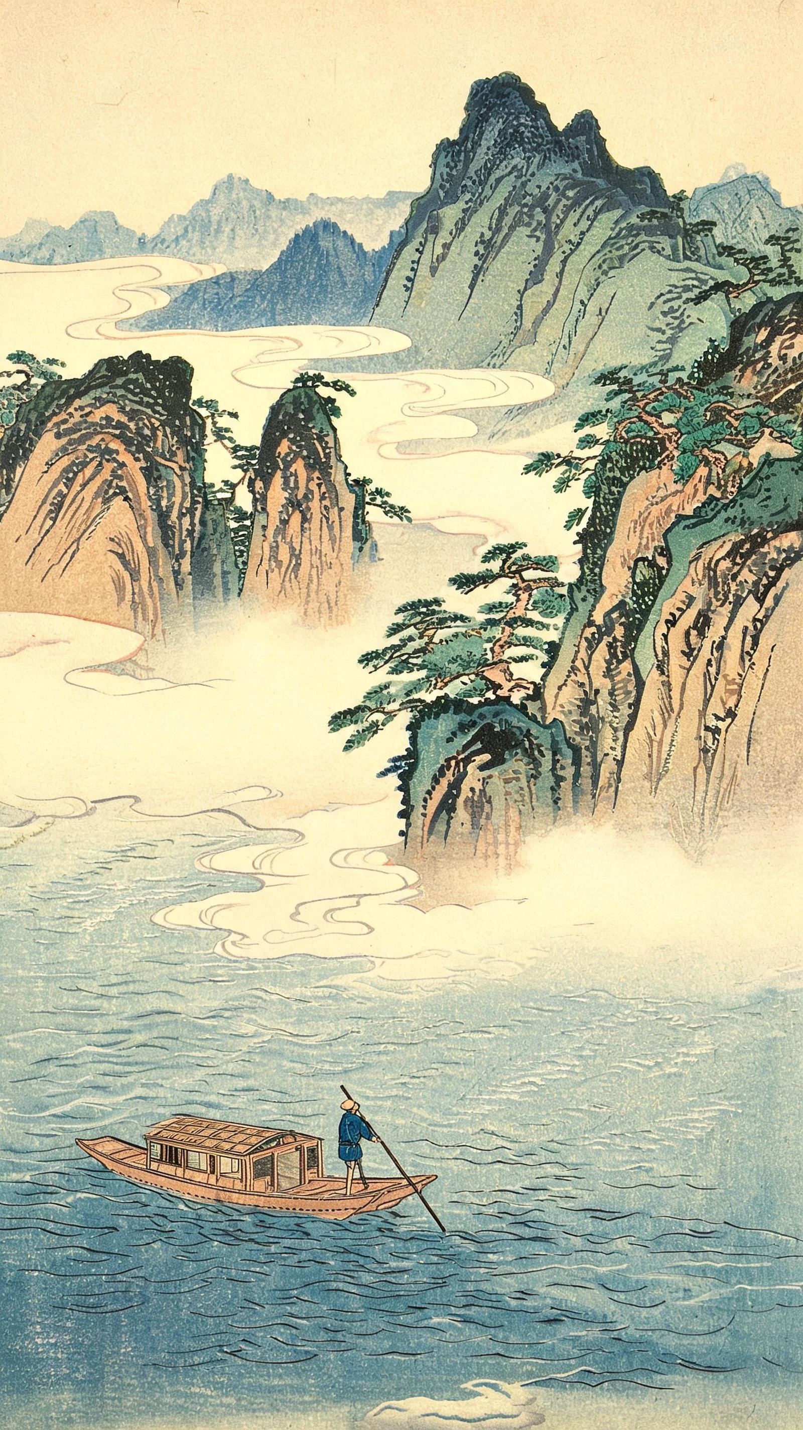 Japanese woodblock inspired video scene