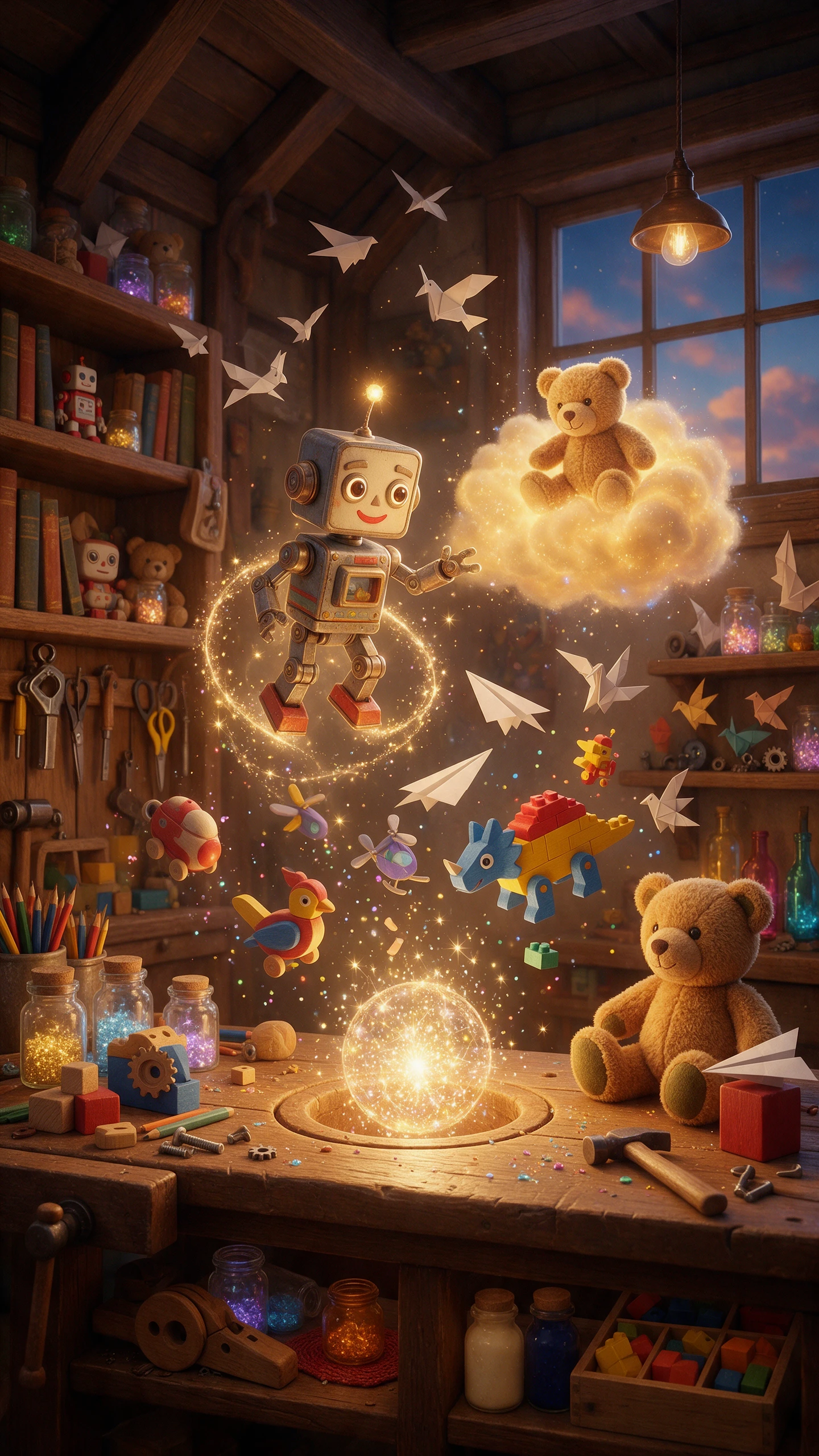 AI generátor videa s plochou ilustrací vytváří hravou dílnu na hračky