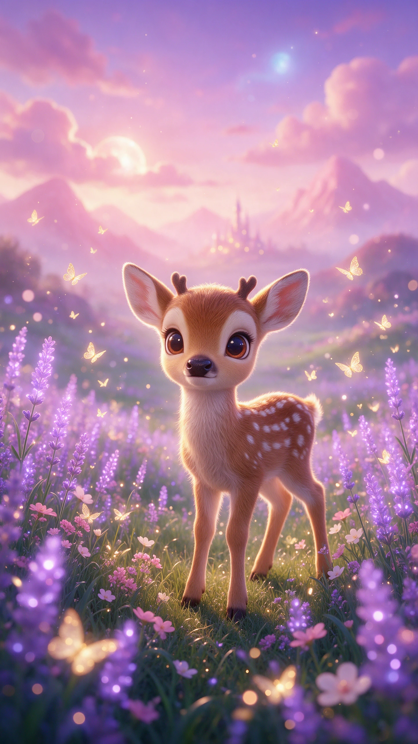 Baby deer in a magical meadow