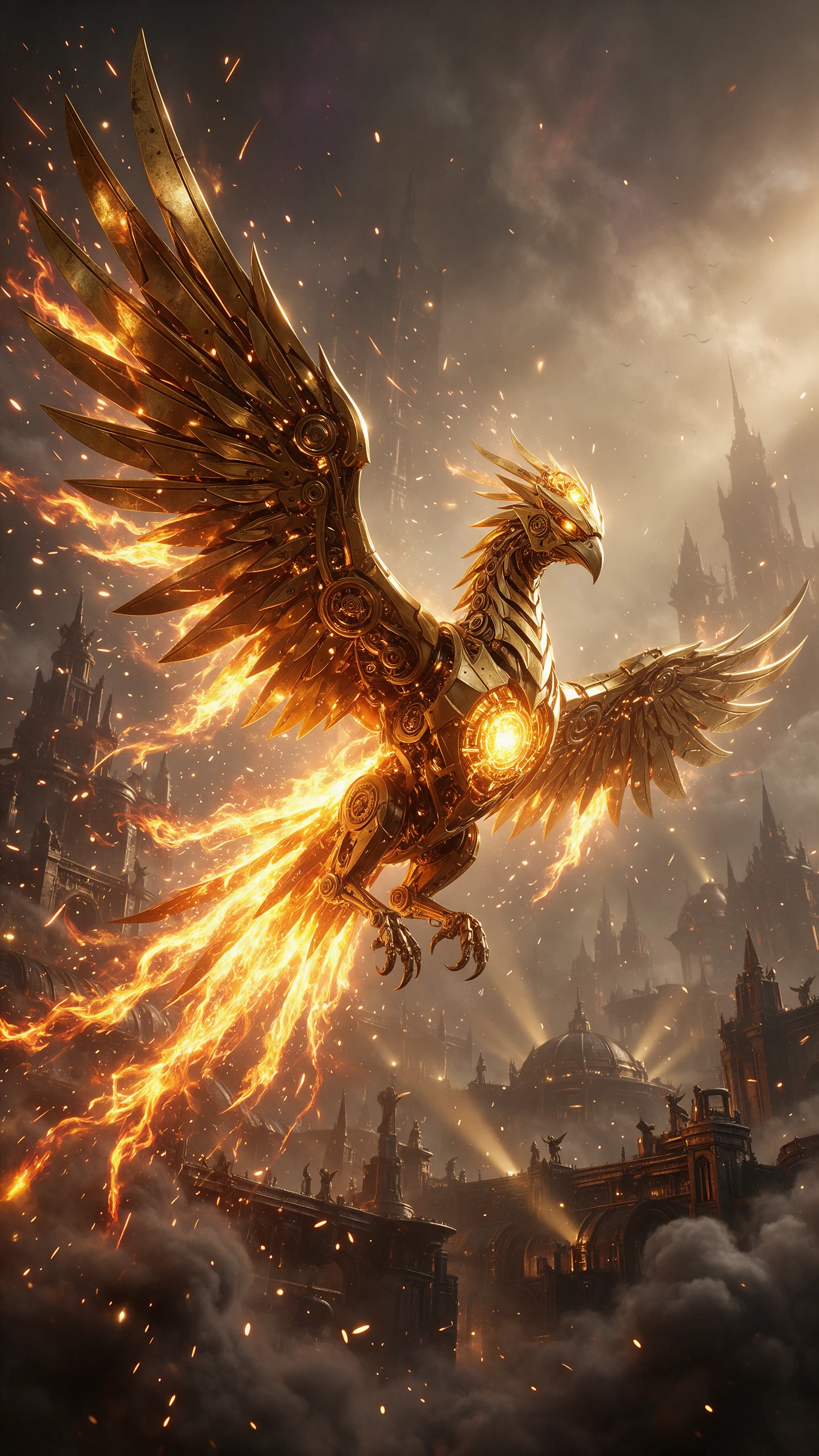 Ai video to video generator creating a mechanical phoenix