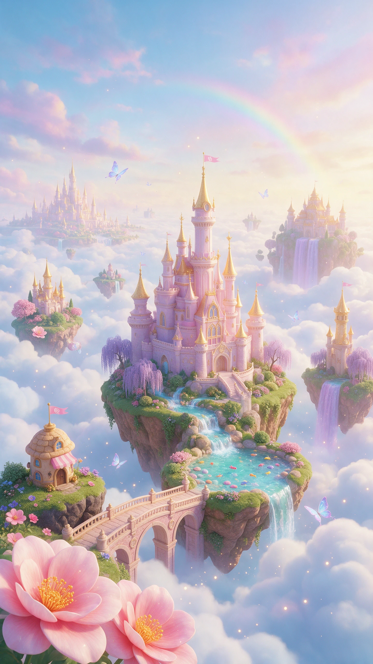 Ai video to video generator creating a floating castle in the clouds